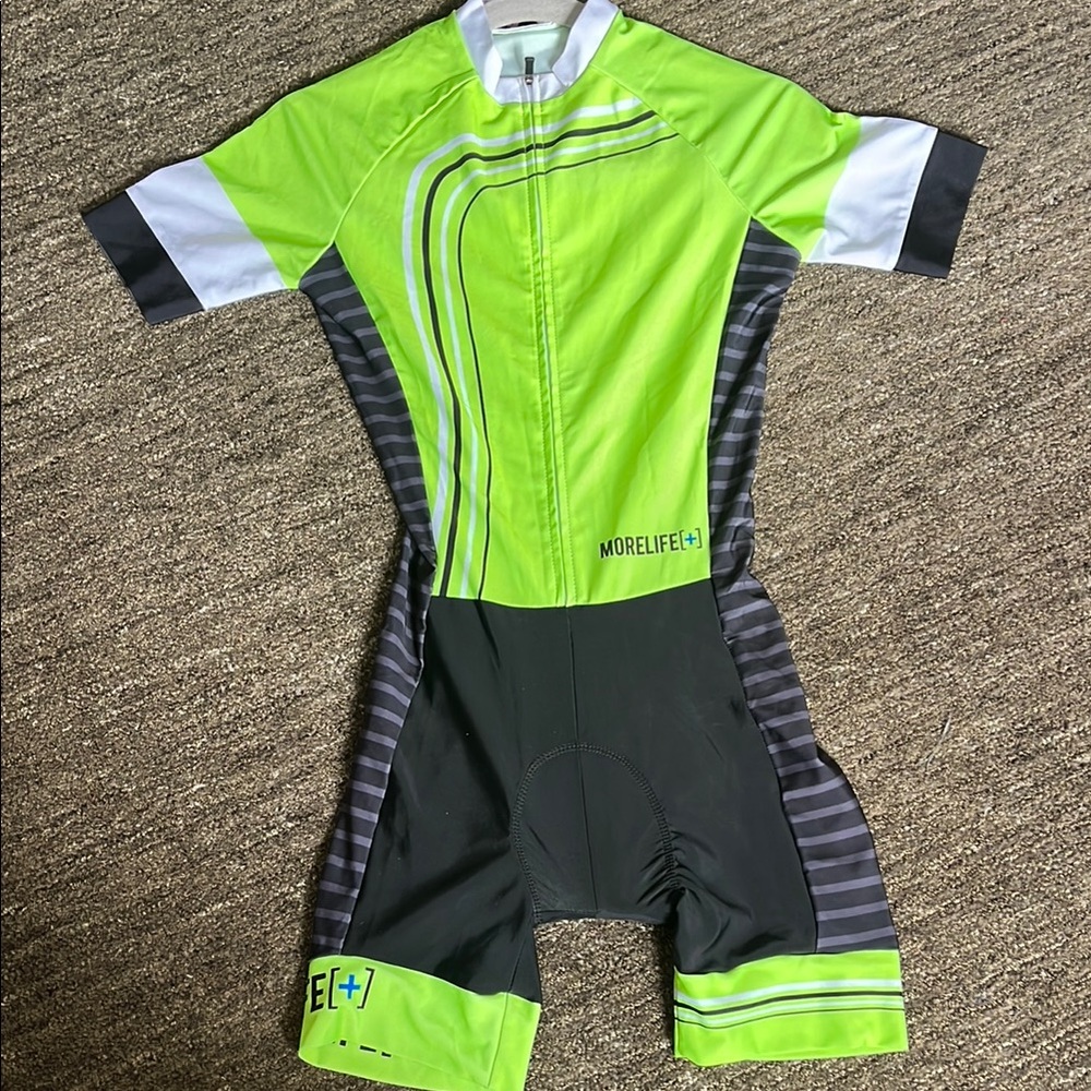MORELIFE Women’s Neon Green Athletic Cycling Trisuit Suit